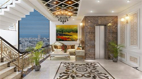 Vị trí thang máy và thang bộ cho ngôi nhà