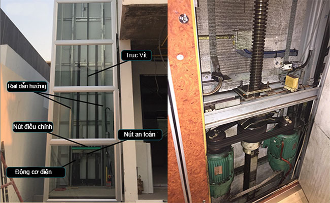 thang máy công nghệ trục vít