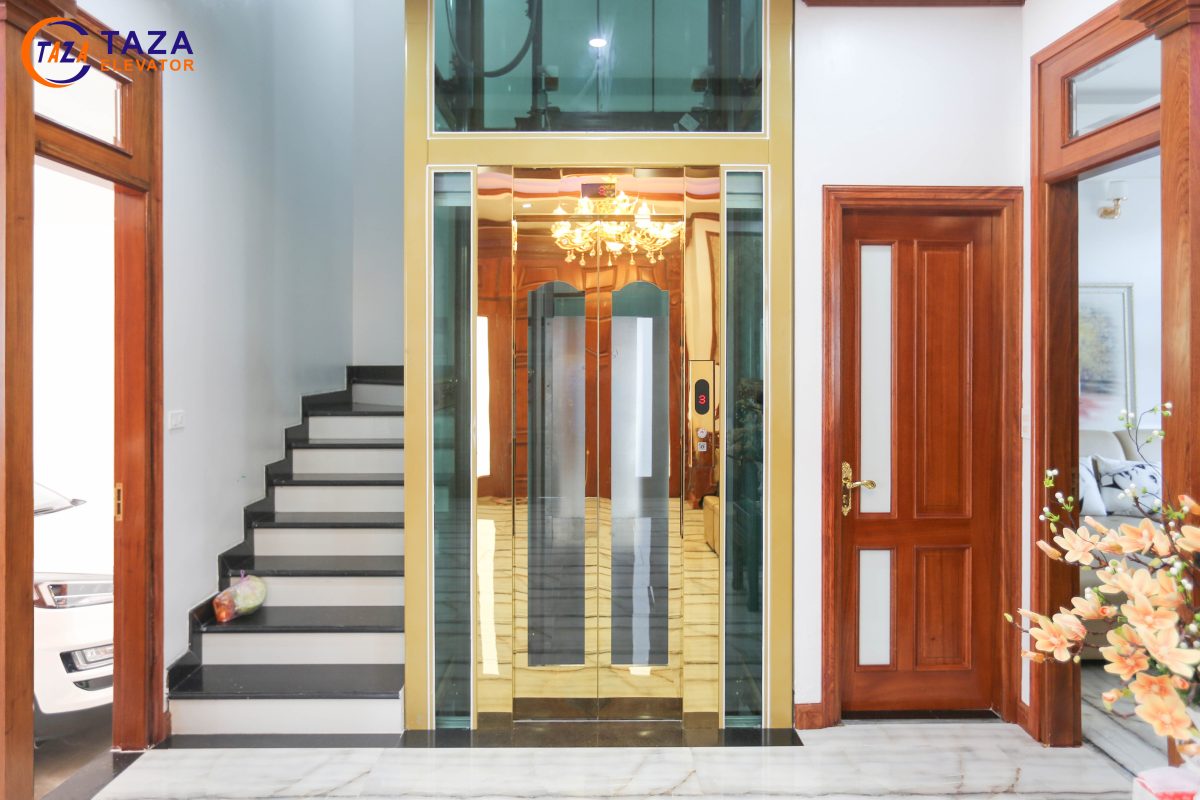 Mẫu thang máy kính vuông