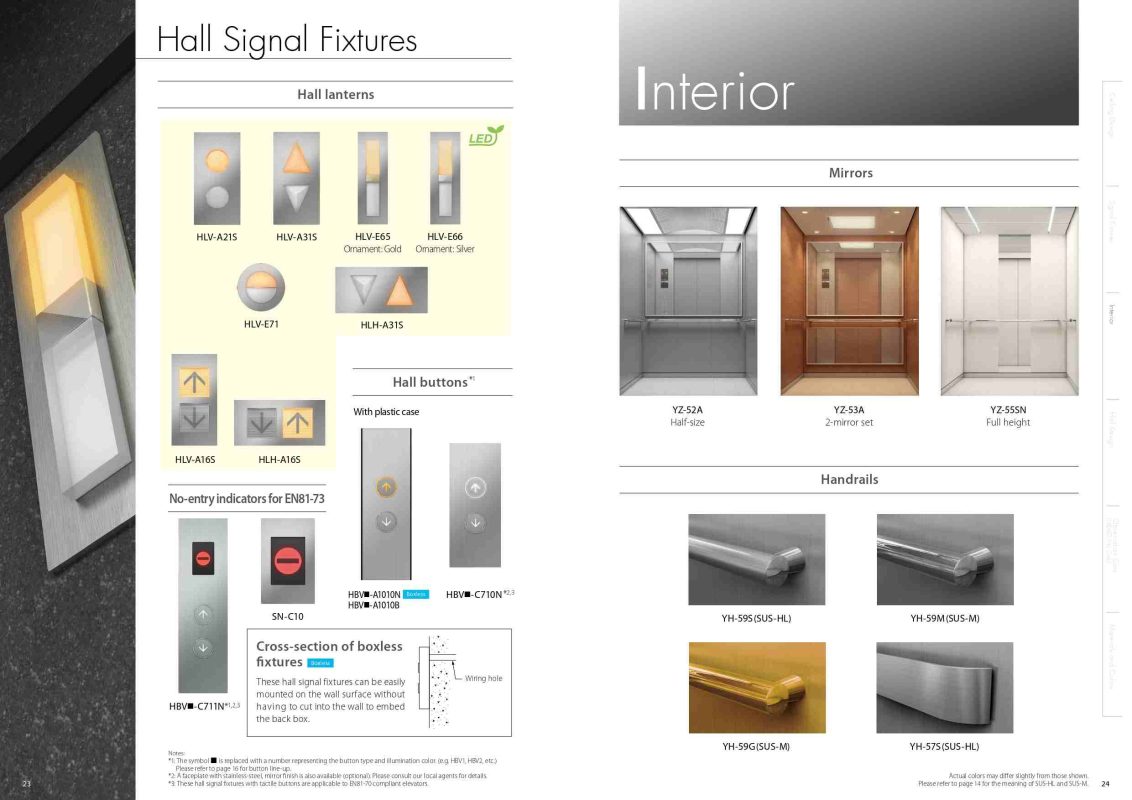 Bảng gọi tầng và nội thất cabin Thang máy Mitsubishi