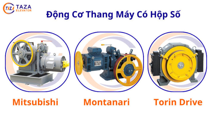 Top 3 dòng động cơ thang máy có hộp số: Mitsubishi, Montanari, Torin Drive