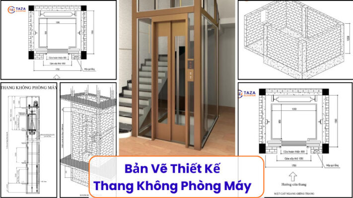 Bản vẽ thiết kế thang máy gia đình không phòng máy