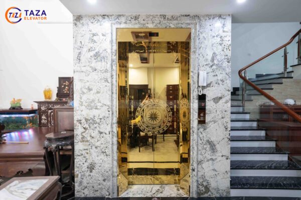 ốp đá thang máy gia đình