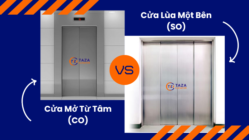 So sánh thang máy cửa mở từ tâm và thang máy cửa lùa 1 bên