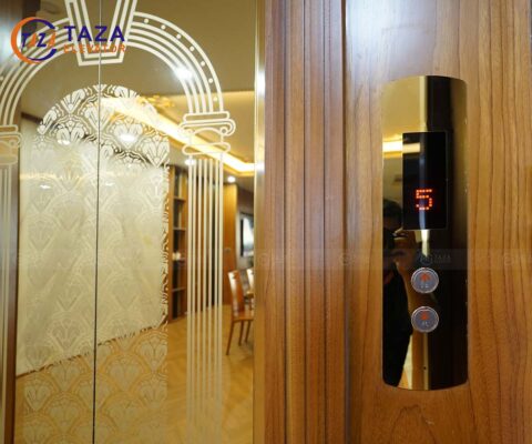 Công trình thang máy gương vàng đẳng cấp