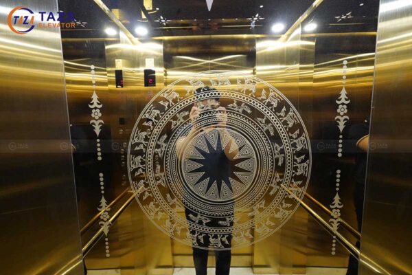 Công trình thang máy gương vàng đẳng cấp