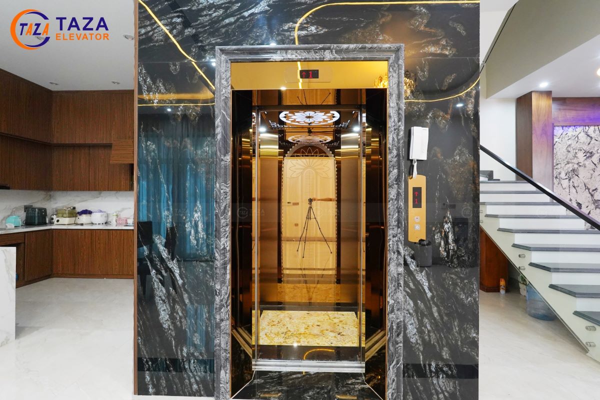 Thang máy inox gương đồng - Điểm nhấn đẳng cấp trong không gian hiện đại