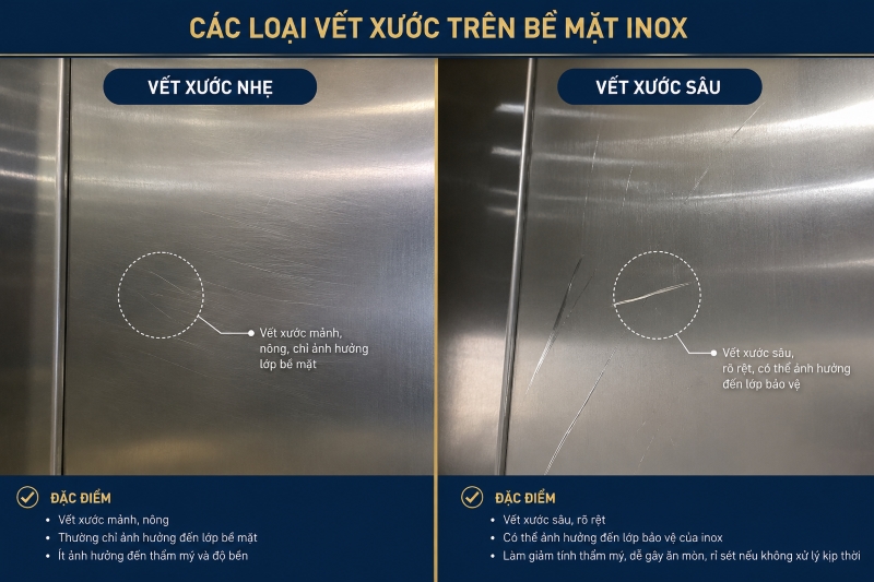 Vết xước trên bề mặt inox