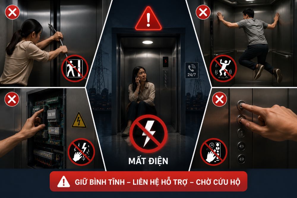 Mất điện khi đi thang máy: Xử lý thế nào?